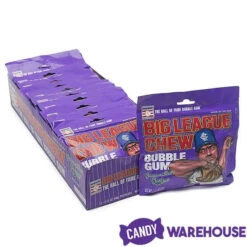 Big League Chew Bubble Gum Packs - Grape: 12-Piece Box -Candy Promotion Store big league chew bubble gum packs grape 12 piece box candy warehouse 5