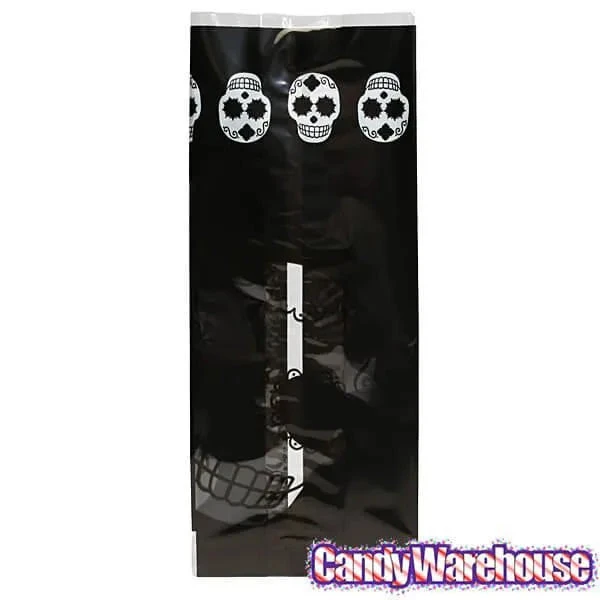 Black Cello Candy Bags With Day Of The Dead Skulls: 100-Piece Box 2 Black Cello Candy Bags With Day Of The Dead Skulls: 100-Piece Box - Image 2