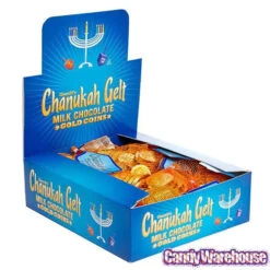 Chanukah Gelt Milk Chocolate Gold Coins In Mesh Bags: 18-Piece Box -Candy Promotion Store chanukah gelt milk chocolate gold coins in mesh bags 18 piece box candy warehouse 4