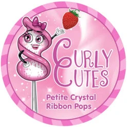 CurlyCutes Petite Crystal Ribbon Pops - Pink Strawberry: 20-Piece Jar -Candy Promotion Store curlycutes petite crystal ribbon pops pink strawberry 20 piece jar candy warehouse 3