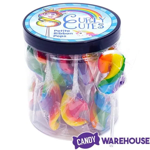 CurlyCutes Petite Crystal Ribbon Pops - Rainbow Cherry: 20-Piece Jar 4 CurlyCutes Petite Crystal Ribbon Pops - Rainbow Cherry: 20-Piece Jar - Image 4