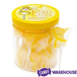 CurlyCutes Petite Crystal Ribbon Pops - Yellow Banana: 20-Piece Jar -Candy Promotion Store curlycutes petite crystal ribbon pops yellow banana 20 piece jar candy warehouse 5