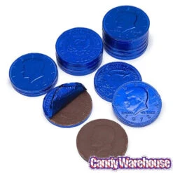 Dark Blue Foiled Milk Chocolate Coins: 1LB Bag -Candy Promotion Store dark blue foiled milk chocolate coins 1lb bag candy warehouse 3