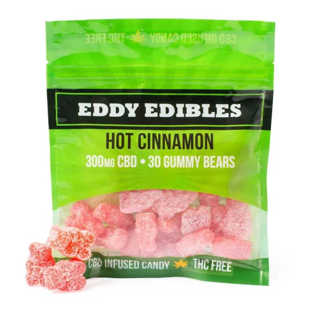 Eddy Edibles Hot Cinnamon CBD Gummies THC Free 300mg: 30 Gummy Bears 1 Eddy Edibles Hot Cinnamon CBD Gummies THC Free 300mg: 30 Gummy Bears