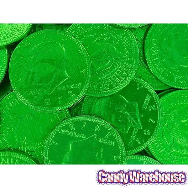 Green Foiled Milk Chocolate Coins: 1LB Bag 4 Green Foiled Milk Chocolate Coins: 1LB Bag - Image 4