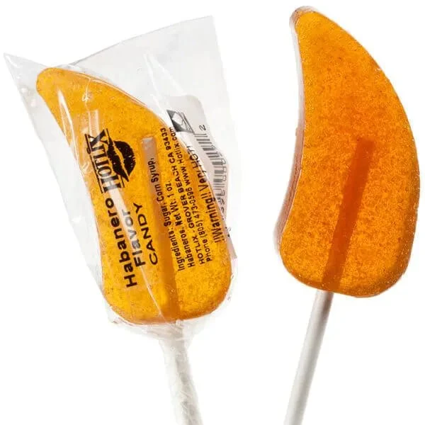 Habanero Chili Pepper Spicy Lollipops: 36-Piece Box 1 Habanero Chili Pepper Spicy Lollipops: 36-Piece Box