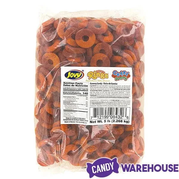 Jovy Crazy Gummy Rings Chamoy Candy - Peach: 5LB Bag 2 Jovy Crazy Gummy Rings Chamoy Candy - Peach: 5LB Bag - Image 2