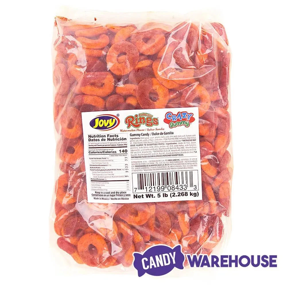 Jovy Crazy Gummy Rings Chamoy Candy - Watermelon: 5LB Bag 4 Jovy Crazy Gummy Rings Chamoy Candy - Watermelon: 5LB Bag - Image 4