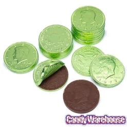 Kiwi Green Foiled Milk Chocolate Coins: 1LB Bag -Candy Promotion Store kiwi green foiled milk chocolate coins 1lb bag candy warehouse 4