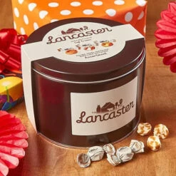 Lancaster Soft Cremes - Caramel, Vanilla, And Butterscotch - Caramel Candy: 2.5LB Gift Tin -Candy Promotion Store lancaster soft cremes caramel vanilla and butterscotch caramel candy 2 5lb gift tin candy warehouse 4