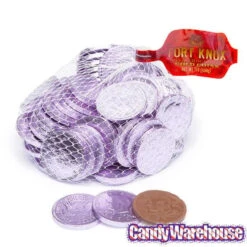 Lavender Foiled Milk Chocolate Coins: 1LB Bag -Candy Promotion Store lavender foiled milk chocolate coins 1lb bag candy warehouse 3