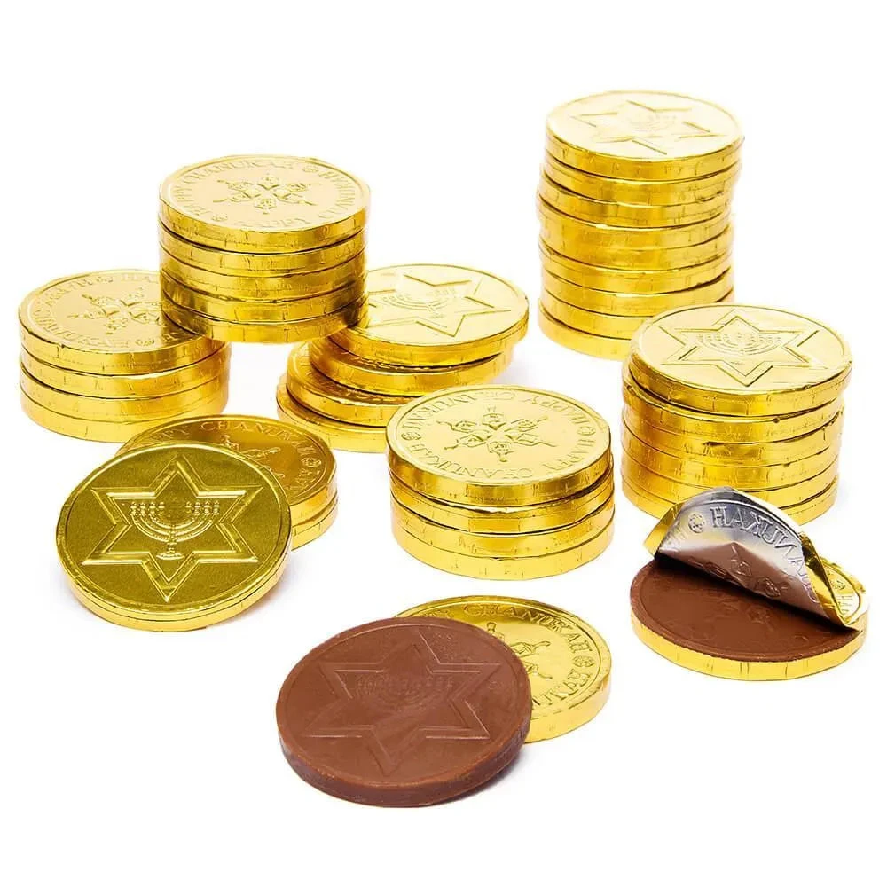 Madelaine Chanukah Gelt Gold Foiled Milk Chocolate Coins: 5LB Bag 1 Madelaine Chanukah Gelt Gold Foiled Milk Chocolate Coins: 5LB Bag