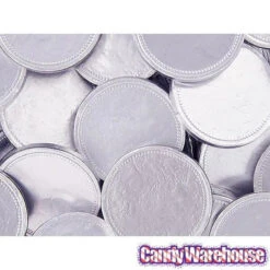 Madelaine Silver Foiled Milk Chocolate Coins - Blank: 5LB Bag -Candy Promotion Store madelaine silver foiled milk chocolate coins blank 5lb bag candy warehouse 3