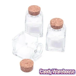 Mini Glass Favor Jars - 1.75-Ounce Square Jar With Cork Stopper: 12-Piece Set -Candy Promotion Store mini glass favor jars 1 75 ounce square jar with cork stopper 12 piece set candy warehouse 5