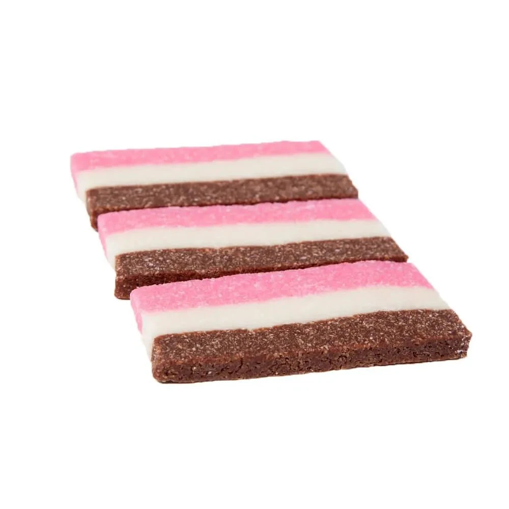 Neapolitan 3 Color Coconut Slice Candy Bars: 24-Piece Box 1 Neapolitan 3 Color Coconut Slice Candy Bars: 24-Piece Box
