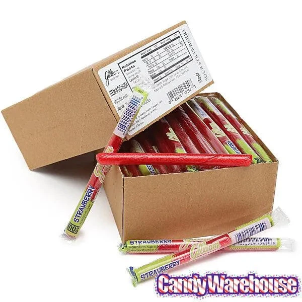 Old Fashioned Hard Candy Sticks - Sour Strawberry: 80-Piece Box 2 Old Fashioned Hard Candy Sticks - Sour Strawberry: 80-Piece Box - Image 2