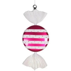 Pink And White Stripe Candy Ornament - 13 Inch