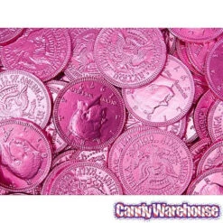 Pink Foiled Milk Chocolate Coins: 1LB Bag -Candy Promotion Store pink foiled milk chocolate coins 1lb bag candy warehouse 3