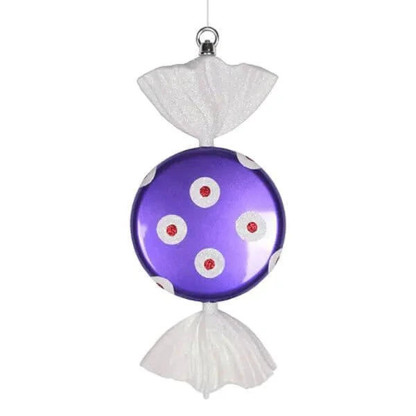 Purple And White Polka Dot Candy Ornament - 13 Inch 1 Purple And White Polka Dot Candy Ornament - 13 Inch