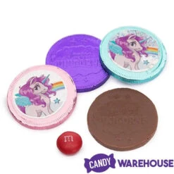Rainbow Unicorn Foiled Milk Chocolate Coins In Mesh Bags: 18-Piece Box -Candy Promotion Store rainbow unicorn foiled milk chocolate coins in mesh bags 18 piece box candy warehouse 5