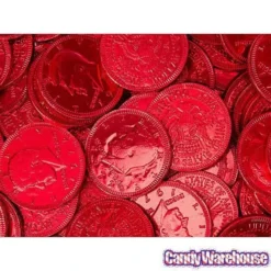 Red Foiled Milk Chocolate Coins: 1LB Bag -Candy Promotion Store red foiled milk chocolate coins 1lb bag candy warehouse 3