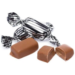 Candy Promotion Store 20 Silver With Black Stripes Wrapped Mocha Chocolate Meltaways: 1LB Bag