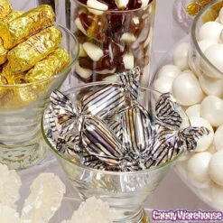 Silver With Black Stripes Wrapped Mocha Chocolate Meltaways: 1LB Bag -Candy Promotion Store silver with black stripes wrapped mocha chocolate meltaways 1lb bag candy warehouse 4