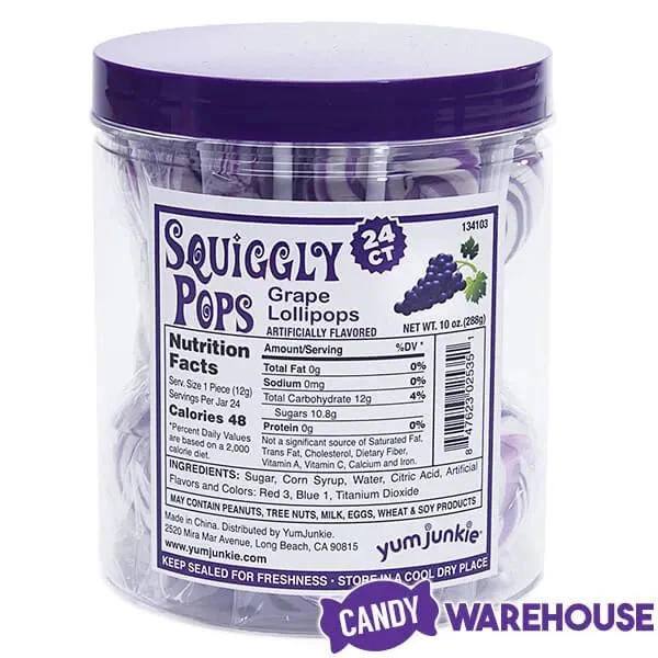 Squiggly Pops Petite Swirl Lollipops - Grape: 24-Piece Jar 3 Squiggly Pops Petite Swirl Lollipops - Grape: 24-Piece Jar - Image 3