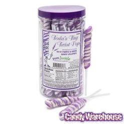 Tesla's Tiny Twist Pops - Grape: 48-Piece Jar -Candy Promotion Store tesla s tiny twist pops grape 48 piece jar candy warehouse 7