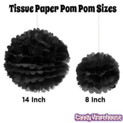 Tissue Paper 14-Inch Pom Pom - Black -Candy Promotion Store tissue paper 14 inch pom pom black candy warehouse 3