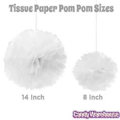 Tissue Paper 14-Inch Pom Pom - White -Candy Promotion Store tissue paper 14 inch pom pom white candy warehouse 3