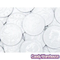 White Foiled Milk Chocolate Coins: 1LB Bag -Candy Promotion Store white foiled milk chocolate coins 1lb bag candy warehouse 4