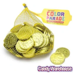 Yellow Foiled Milk Chocolate Coins: 1LB Bag -Candy Promotion Store yellow foiled milk chocolate coins 1lb bag candy warehouse 5